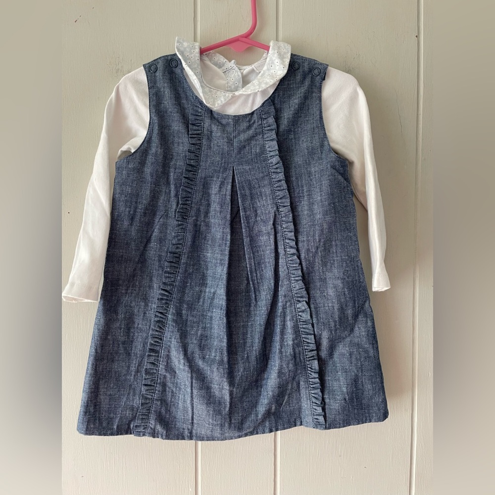 Little White Company chambray dress set 12-18 months